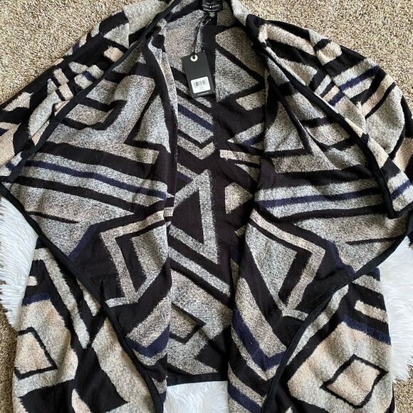 Lucky Brand Open Front Cardigan New Abstract Geometric Womens Size 1X - Picture 3 of 9